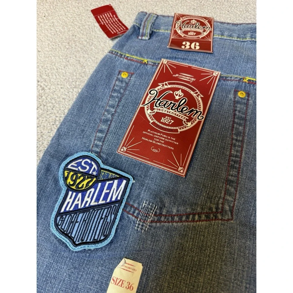 Vintage FUBU Platinum Classic Harlem Globetrotters Jeans Men 36 NWT Y2K Patches